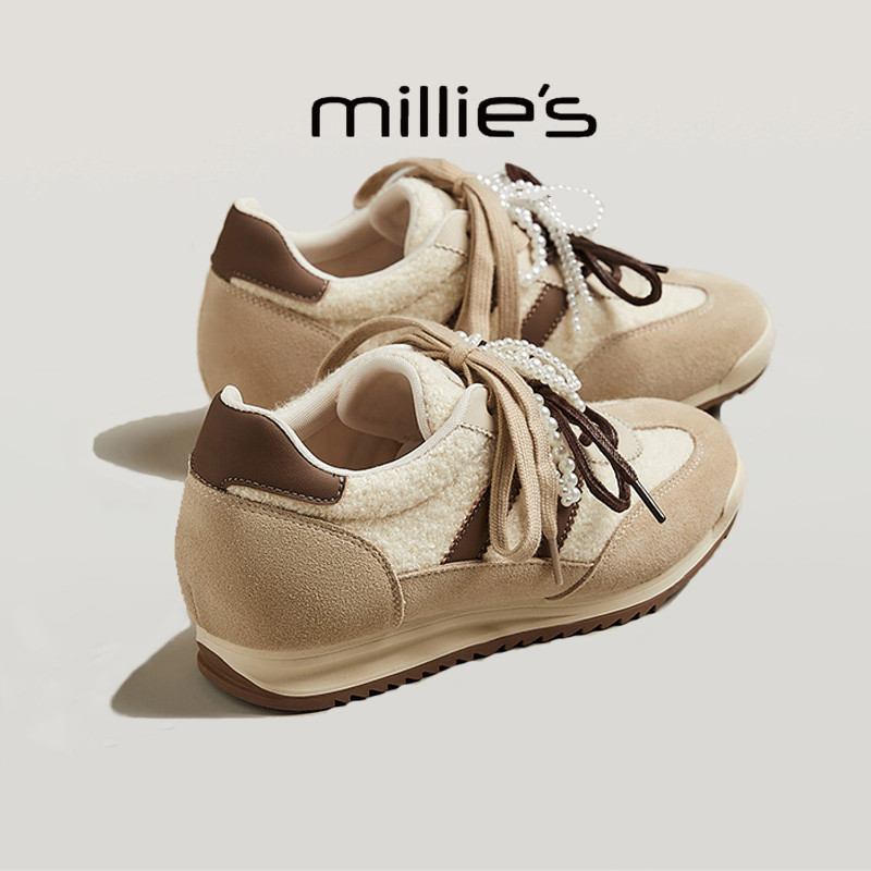 MILLIE'S/妙丽时尚拼色色厚底阿甘鞋女软底系带百搭休闲健步鞋,女鞋,健步鞋,淘宝优惠券,粉丝福利购,淘宝优惠卷