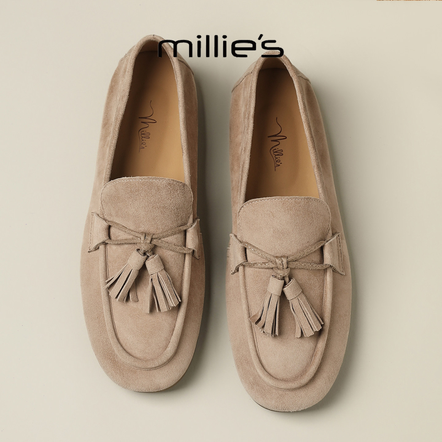 MILLIE'S/妙丽流苏乐福鞋女磨砂一脚蹬平底百搭豆豆鞋通勤休闲鞋,女鞋,玛丽珍鞋,淘宝优惠券,粉丝福利购,淘宝优惠卷