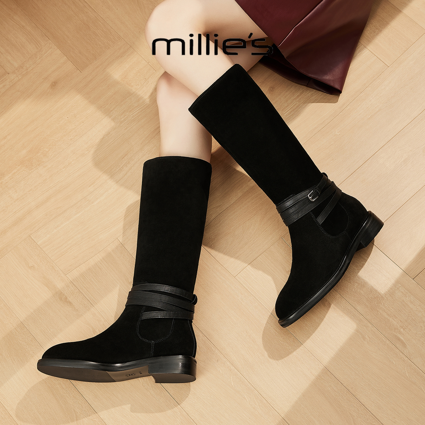 MILLIE'S/妙丽真皮高筒女靴