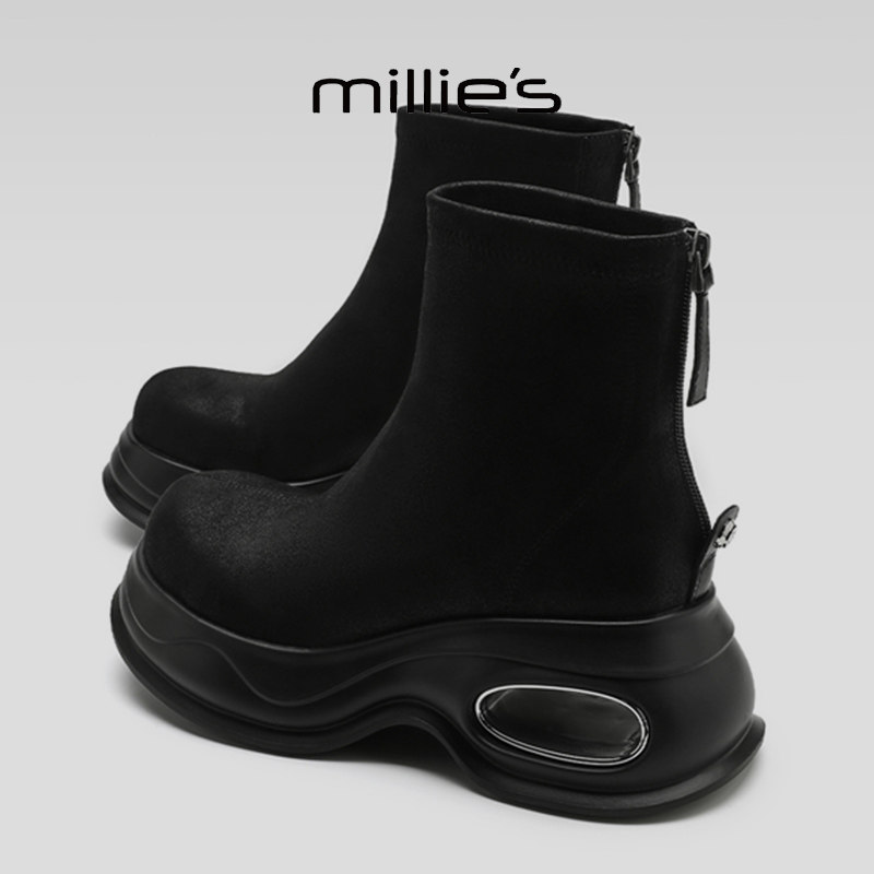 MILLIE'S/妙丽2026新款厚底低帮小个子时尚运动风时尚短靴