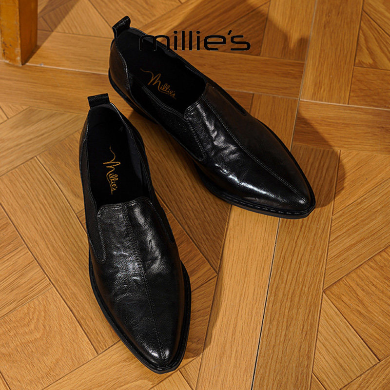 MILLIE'S/妙丽2026新款粗跟增高乐福鞋小个子女鞋软底时尚百搭