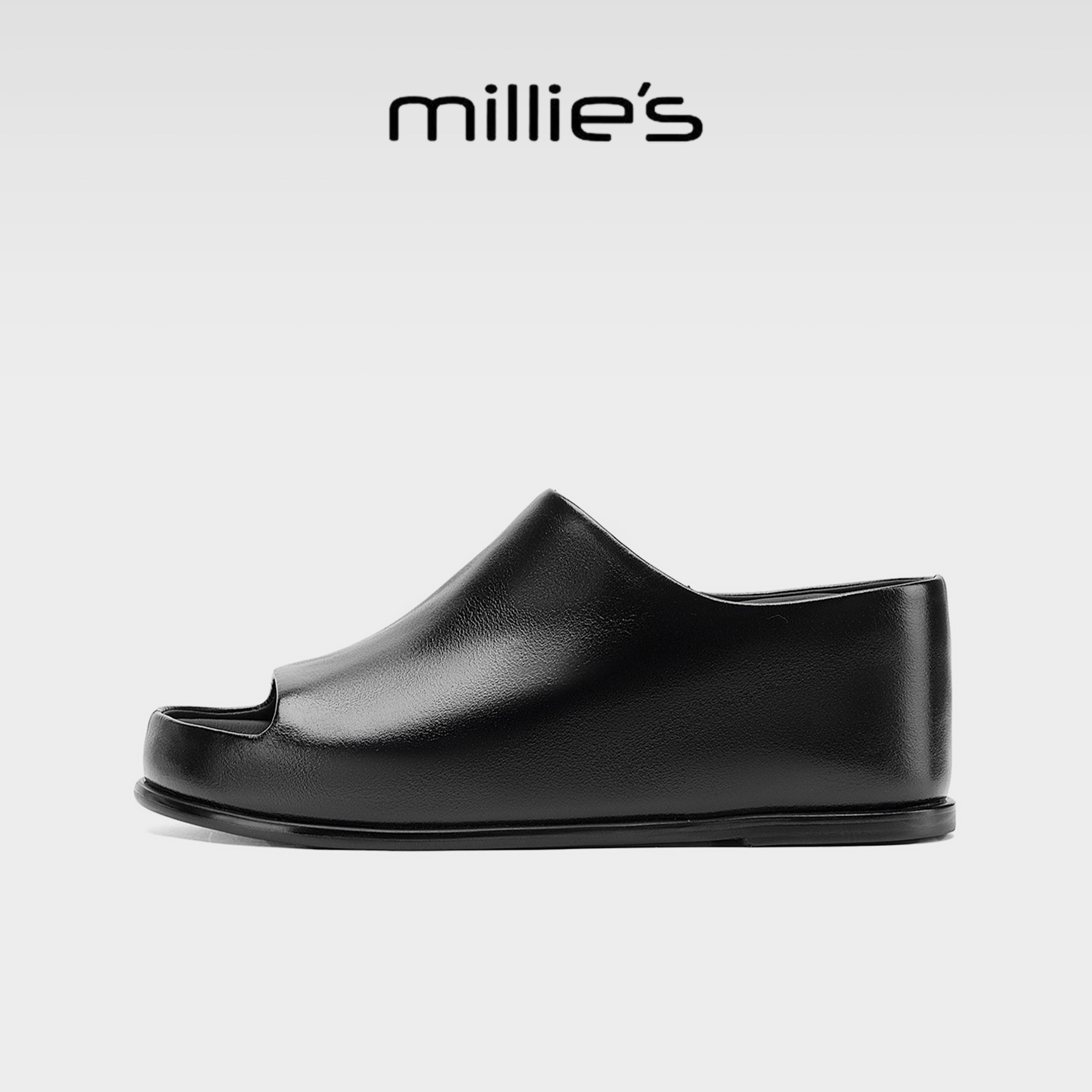 MILLIE'S/妙丽2026年新款黑色厚底一字拖女夏外穿时尚增高凉拖鞋G