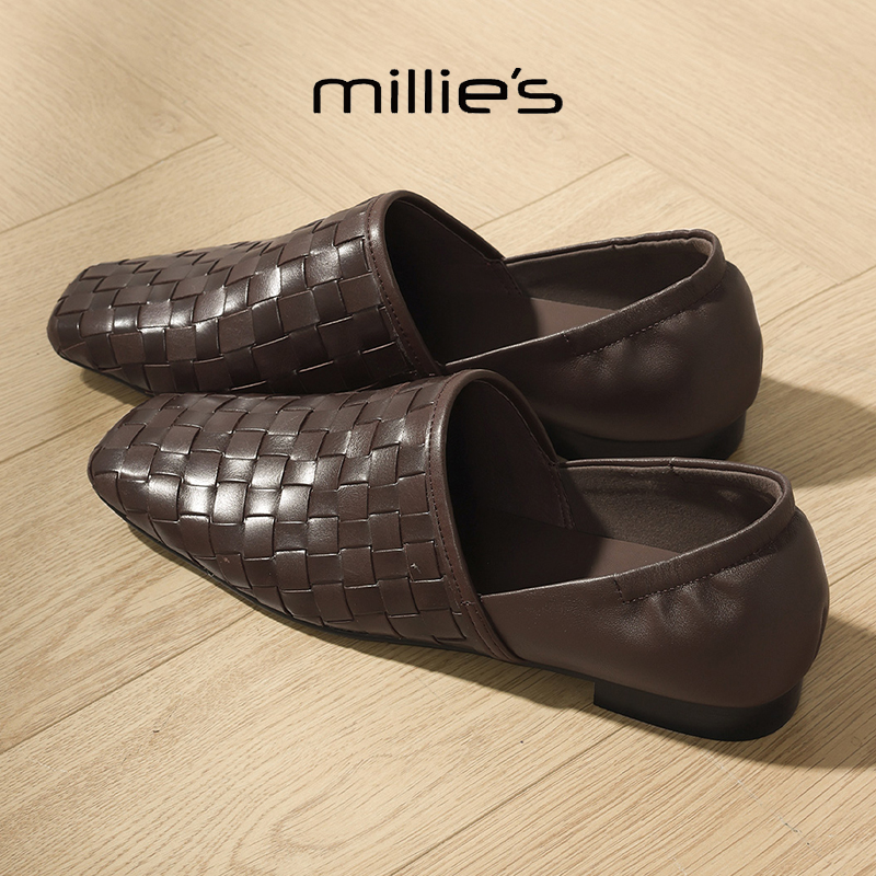 MILLIE'S/妙丽编织方头玛丽珍鞋