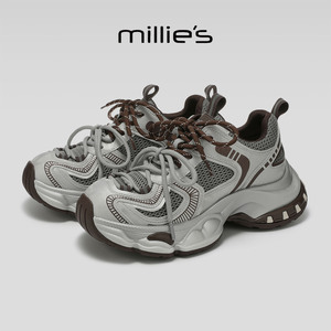 MILLIE'S/妙丽2026新款秋冬加绒保暖厚底增高轻便休闲运动鞋时尚