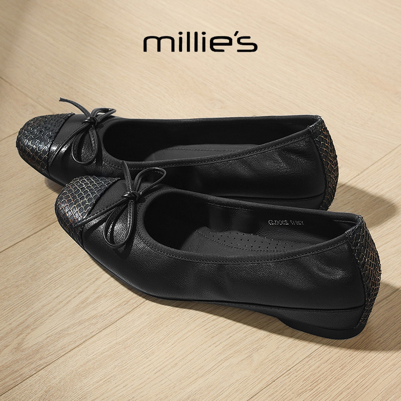 MILLIE'S/妙丽2025夏季新款时尚百搭休闲鞋女舒适透气平底鞋,女鞋,浅口单鞋,淘宝优惠券,粉丝福利购,淘宝优惠卷