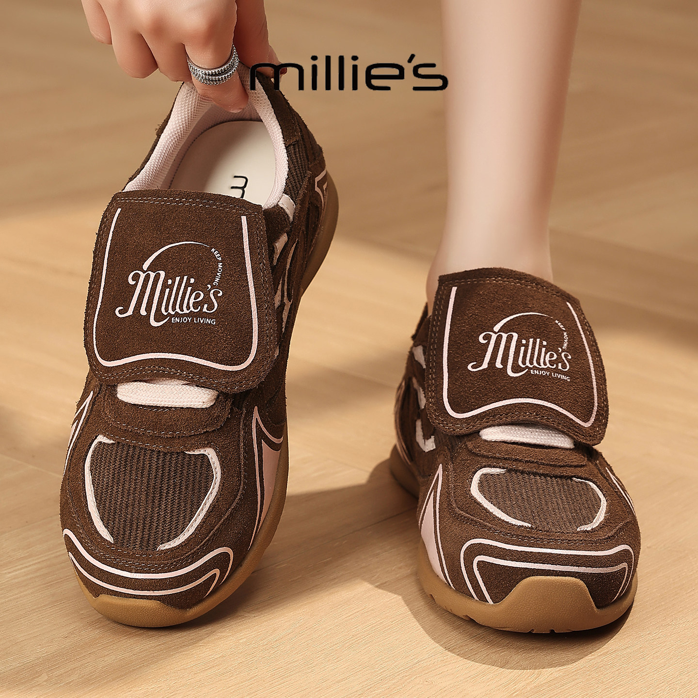 MILLIE'S/妙丽真皮德训鞋女