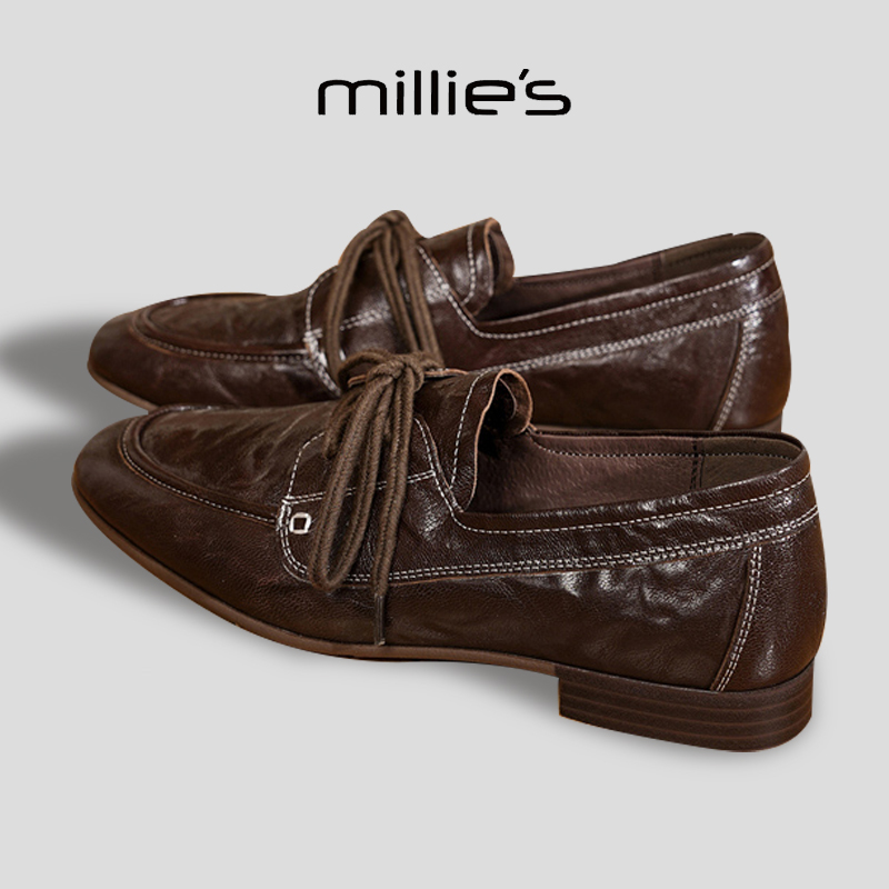 MILLIE'S/妙丽学院风粗跟乐福鞋