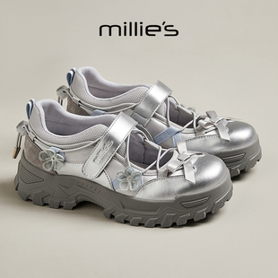 MILLIE'S/妙丽厚底复古风蝴蝶结玛丽珍鞋休闲时尚百搭雨鞋