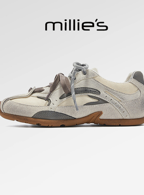 millies妙丽 圆头平底复古女鞋百搭柔软透气休闲板鞋2025春季新款