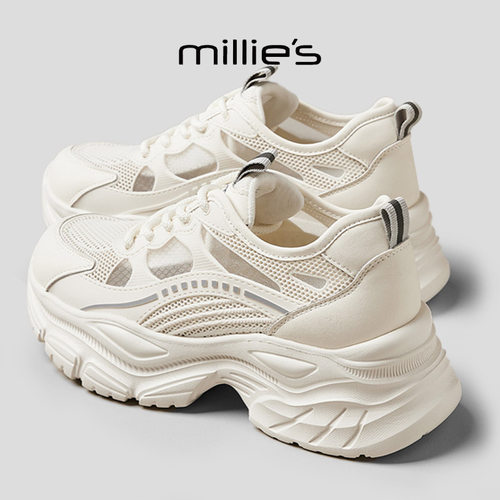 MILLIE'S/妙丽真皮厚底老爹鞋