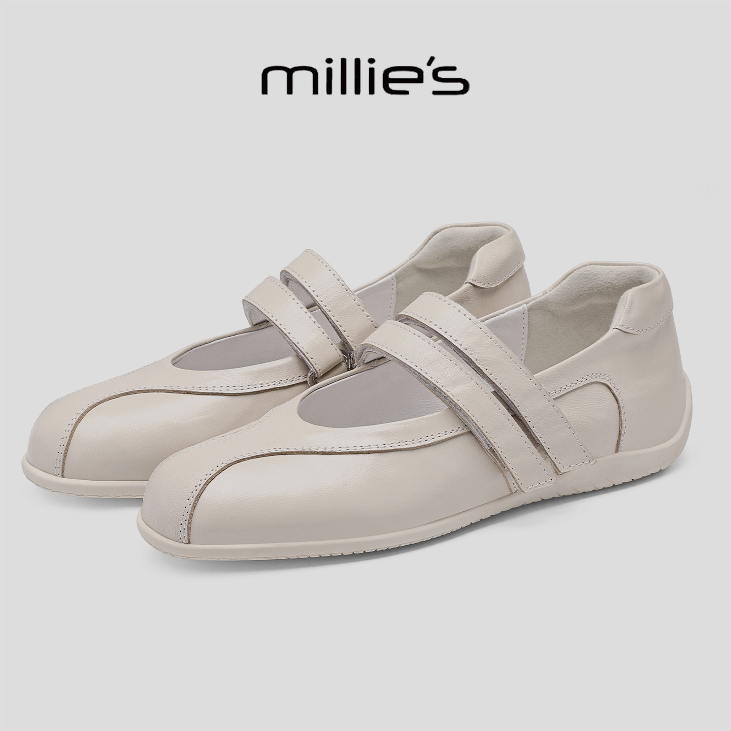 MILLIE'S/妙丽简约厚底玛丽珍鞋女魔术贴百搭休闲单鞋舒适不累脚