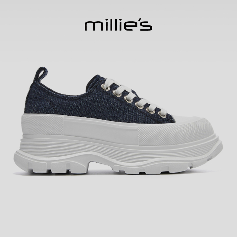 MILLIE'S/妙丽真皮厚底小白鞋