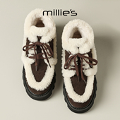 舒适复古休闲鞋 MILLIE 时尚 百搭加绒加厚勃肯鞋 妙丽2025新款