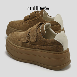 休闲板鞋 妙丽2026春季 魔术贴厚底增高7CM舒适松糕鞋 新款 MILLIE