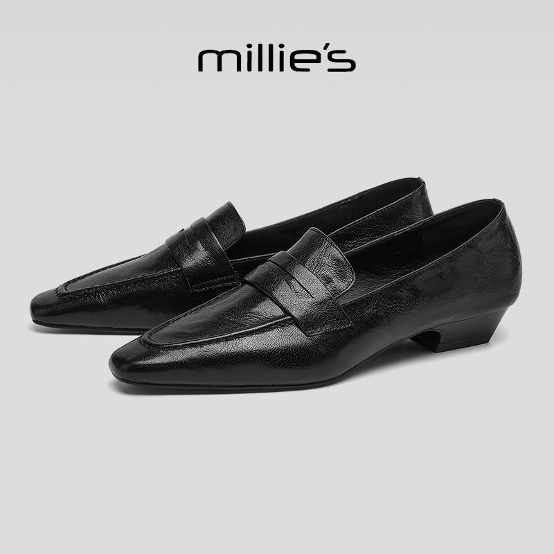 MILLIE'S/妙丽真皮乐福鞋