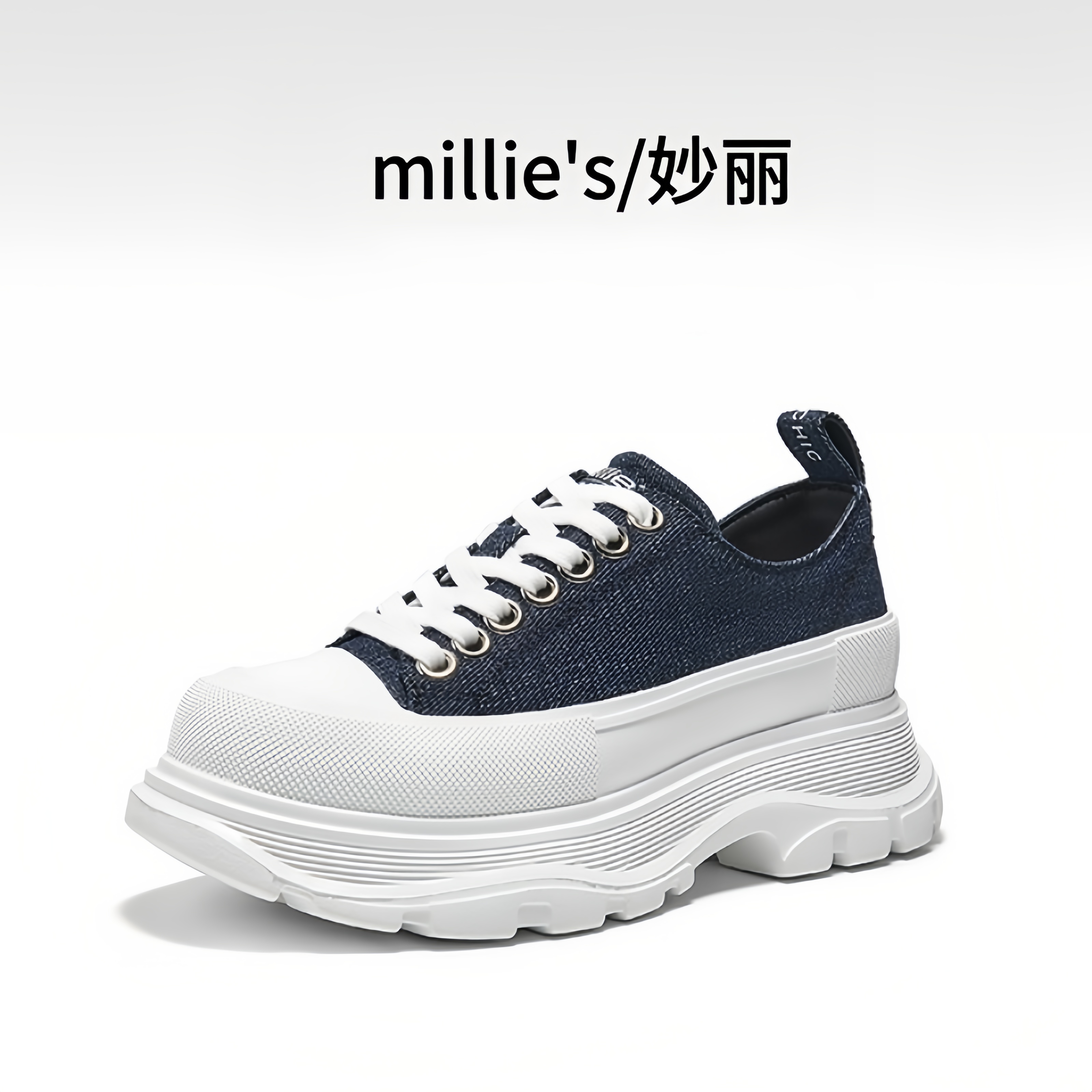 顺丰包邮新款牛仔布厚底休闲鞋