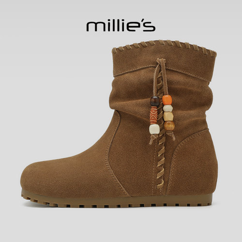 MILLIE'S/妙丽真皮切西尔靴