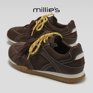 MILLIE'S/妙丽2025新款舒服不累脚的厚底德训鞋百搭休闲时尚女鞋