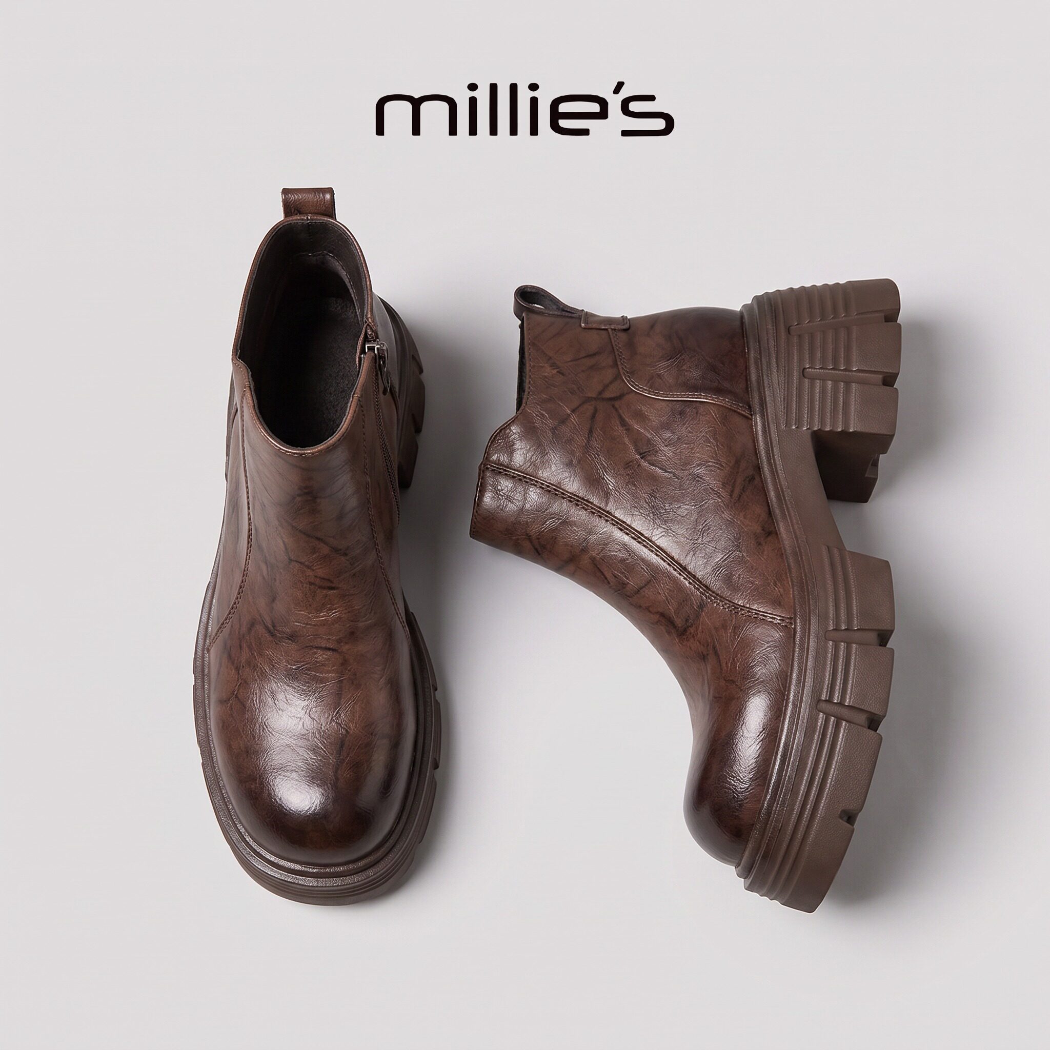 MILLIE'S/妙丽加绒切尔西靴女