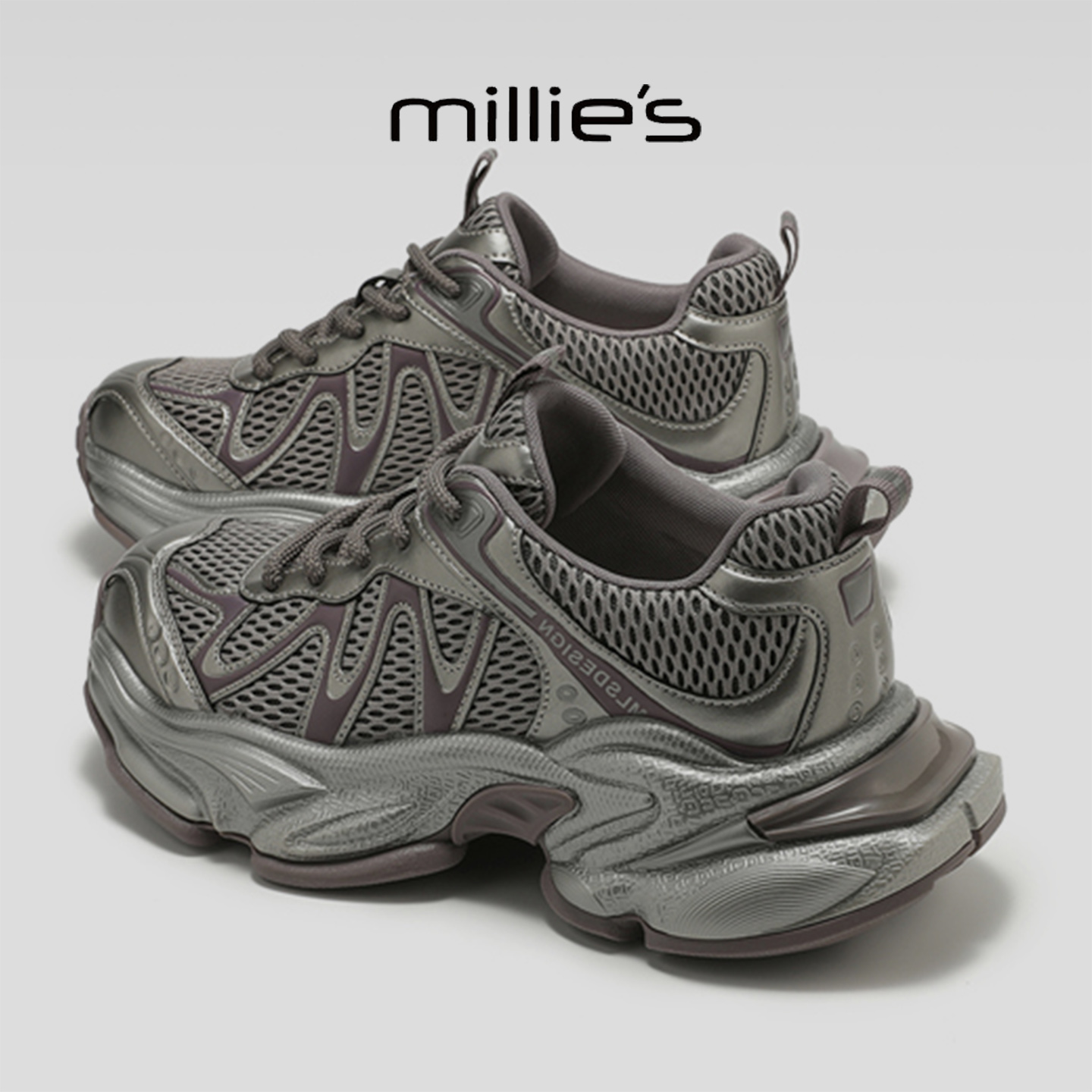 MILLIE'S/妙丽真皮厚底老爹鞋女