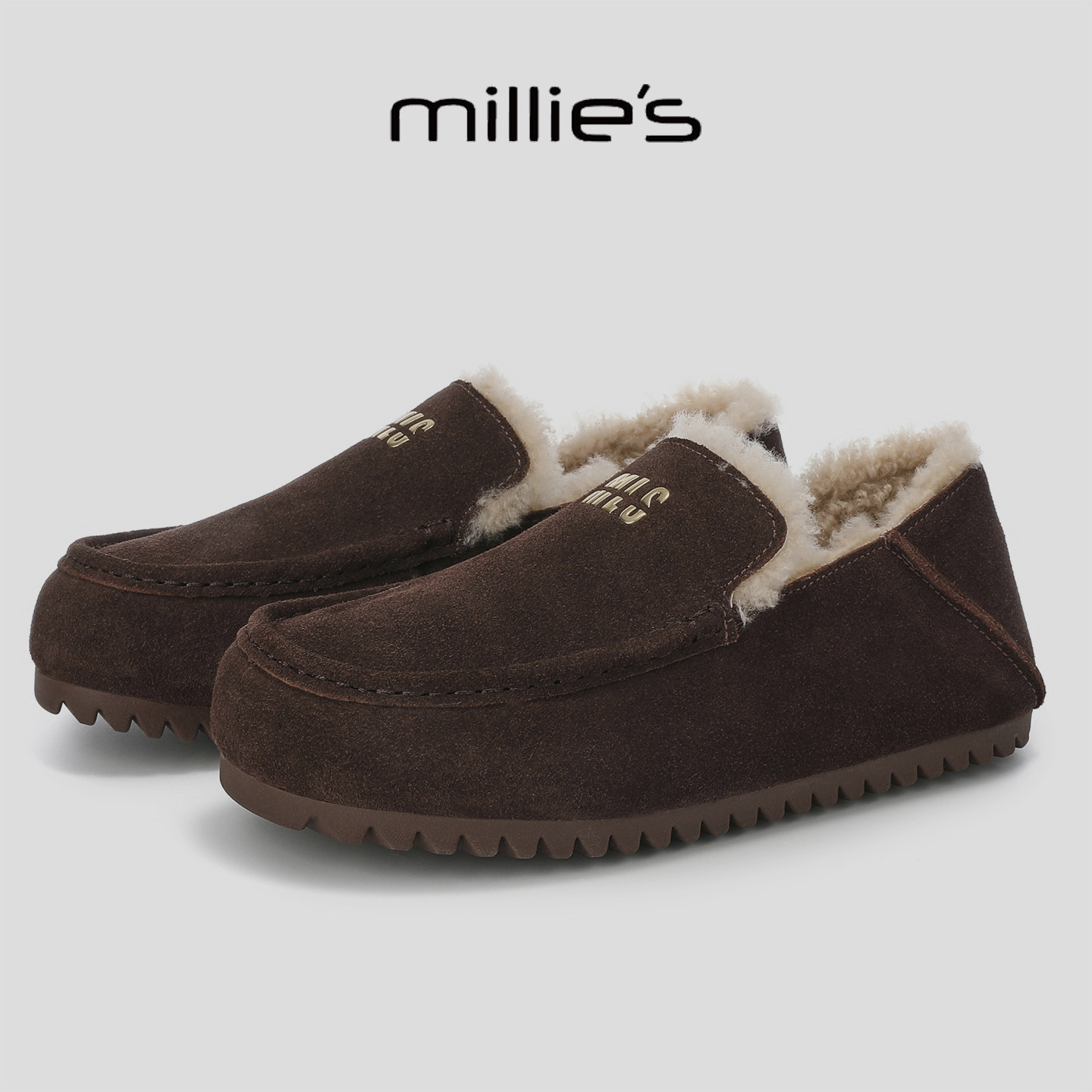 MILLIE'S/妙丽2025新款加绒保暖休闲女鞋平底一脚蹬巨好看乐福鞋,女鞋,休闲板鞋,淘宝优惠券,粉丝福利购,淘宝优惠卷