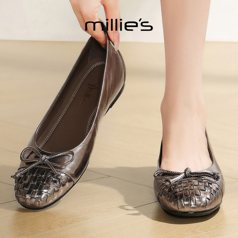 MILLIE'S/妙丽2025新款法式复古编织平底渔夫鞋女外穿通勤懒人鞋,女鞋,渔夫鞋,淘宝优惠券,粉丝福利购,淘宝优惠卷