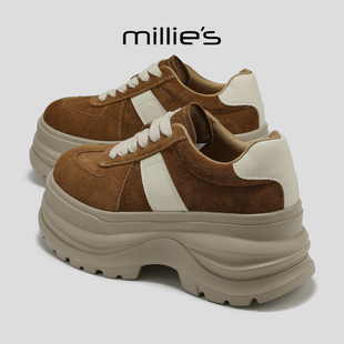 时髦潮鞋 妙丽2025新款 糖果色磨砂皮休闲鞋 牛筋底德训鞋 MILLIE