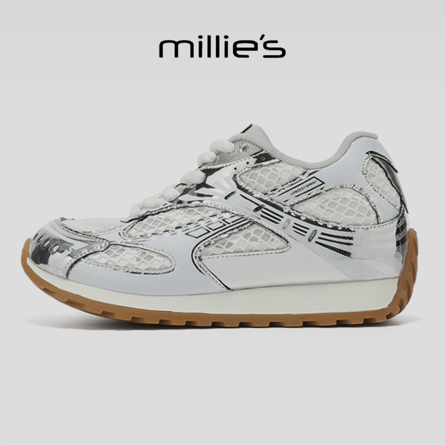 MILLIE'S/妙丽2025新款网面高级休闲运动鞋阔腿裤搭配的鞋子