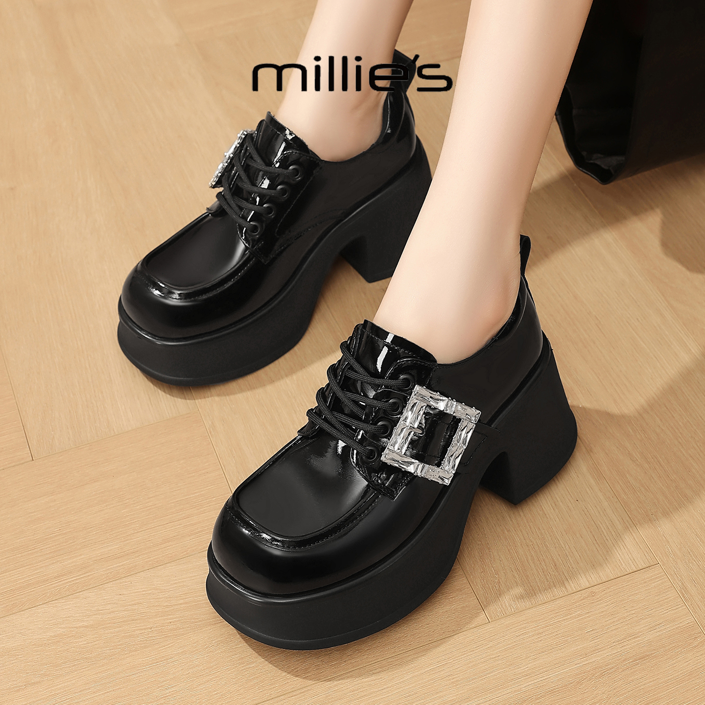 MILLIE'S/妙丽真皮厚底女士单鞋