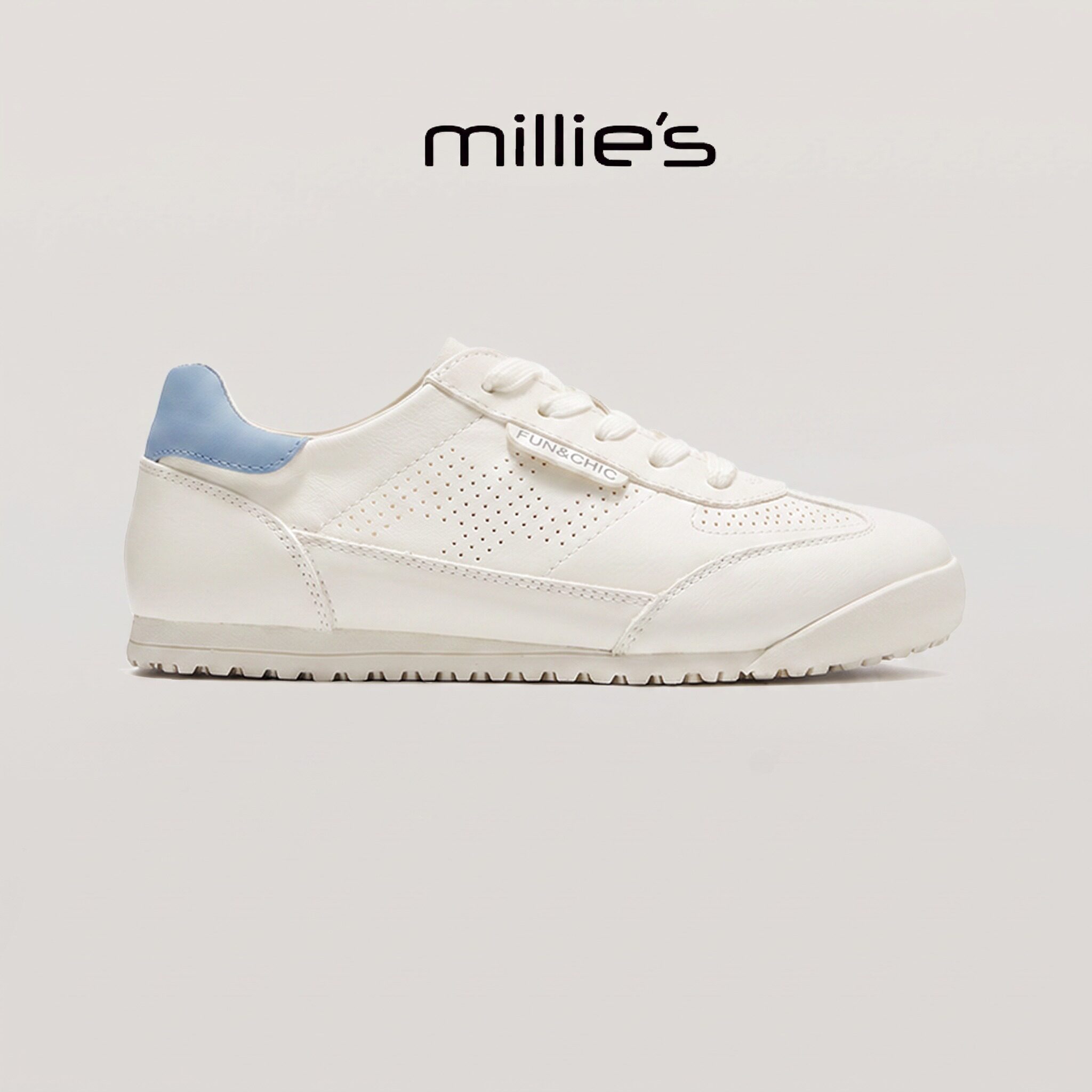 MILLIE'S/妙丽圆头厚底高帮鞋 系带时尚女鞋运动休闲简约板鞋