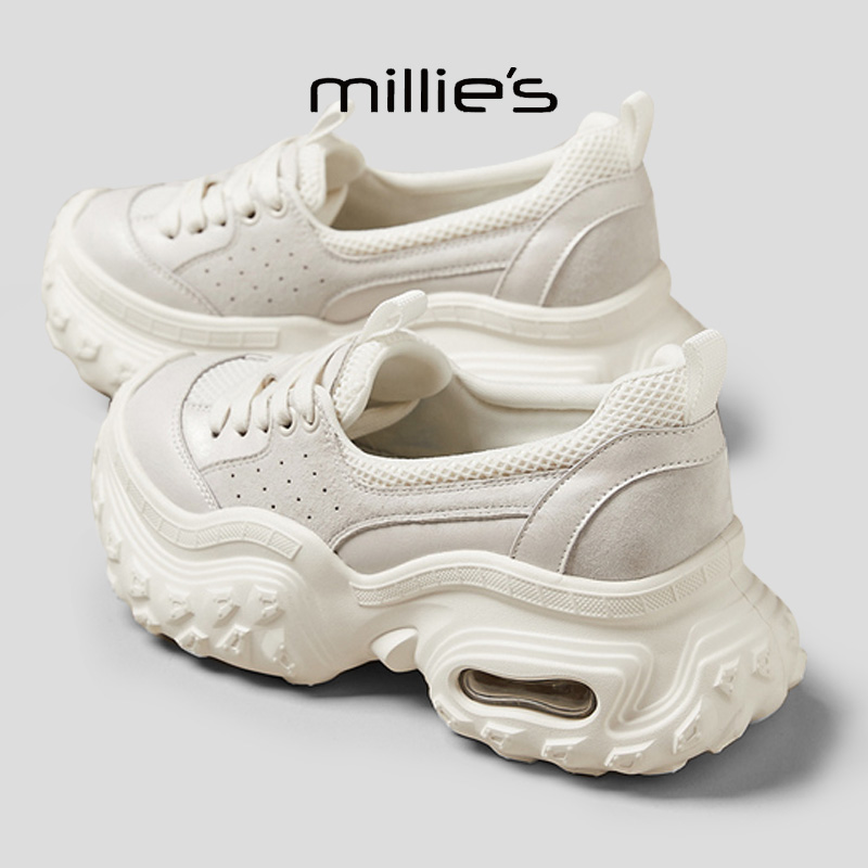 MILLIE'S/妙丽真皮厚底老爹鞋女