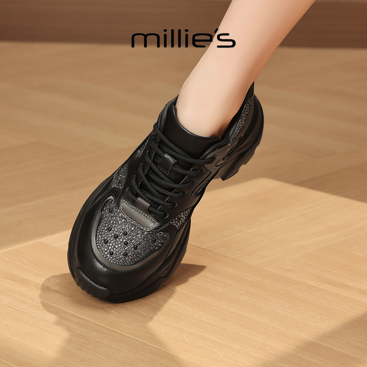MILLIE'S/妙丽2025新款时尚百搭阔腿裤搭配的鞋子舒服不累脚Q