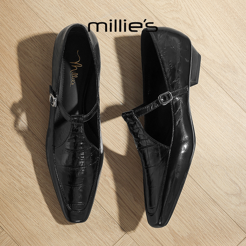 MILLIE'S/妙丽真皮厚底小白鞋