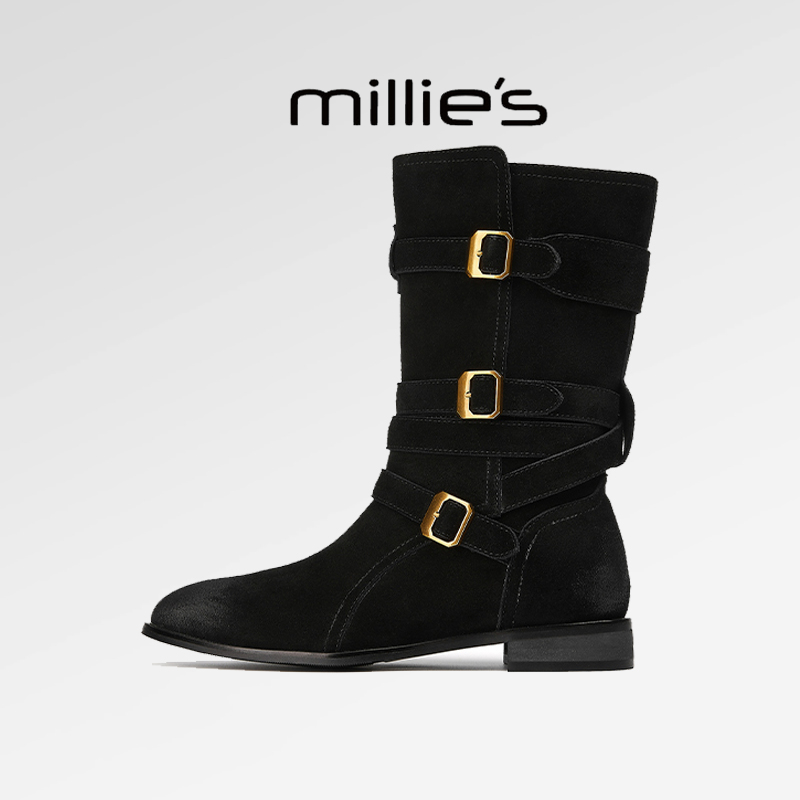 2024年新款美拉德皮靴骑士靴真皮