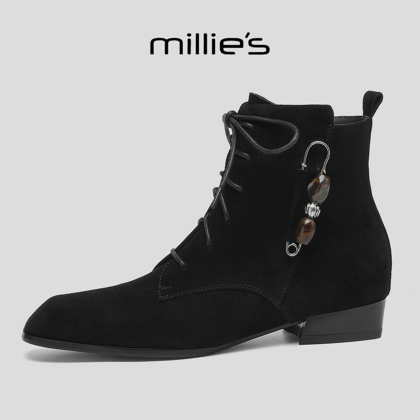 MILLIE'S/妙丽真皮厚底马丁靴