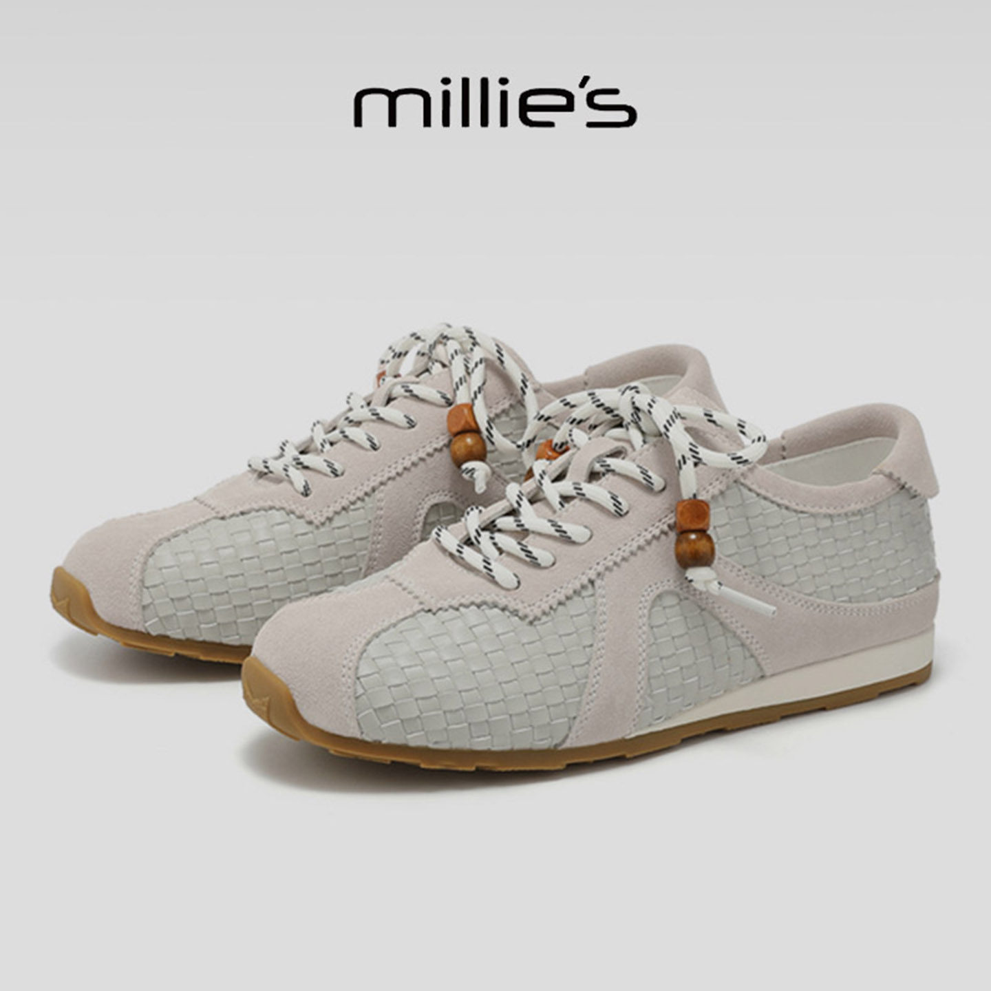 MILLIE'S/妙丽2025新款厚底低帮小个子休闲鞋板鞋女鞋拼接复古鞋,女鞋,德训鞋,淘宝优惠券,粉丝福利购,淘宝优惠卷