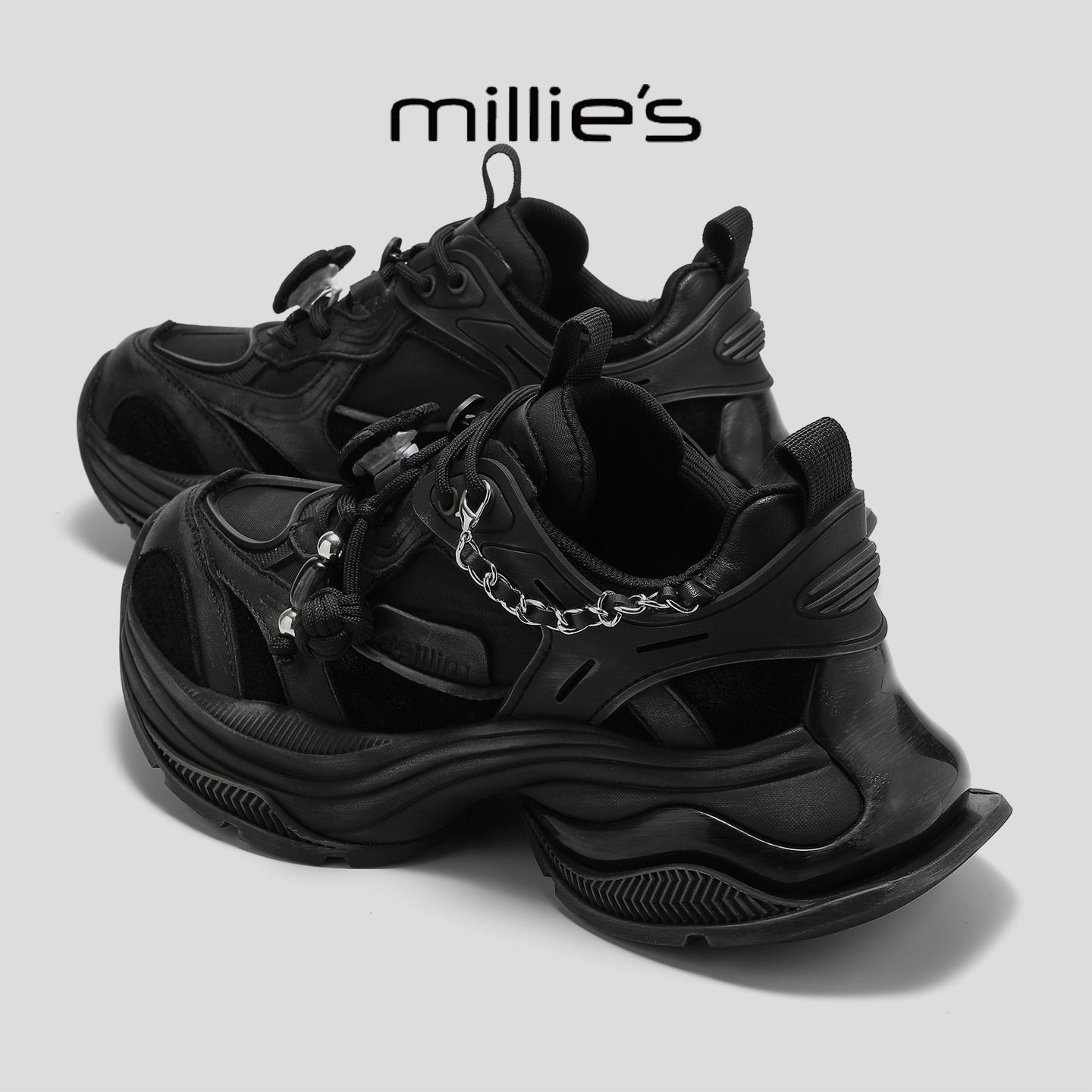 MILLIE'S/妙丽真皮厚底老爹鞋女