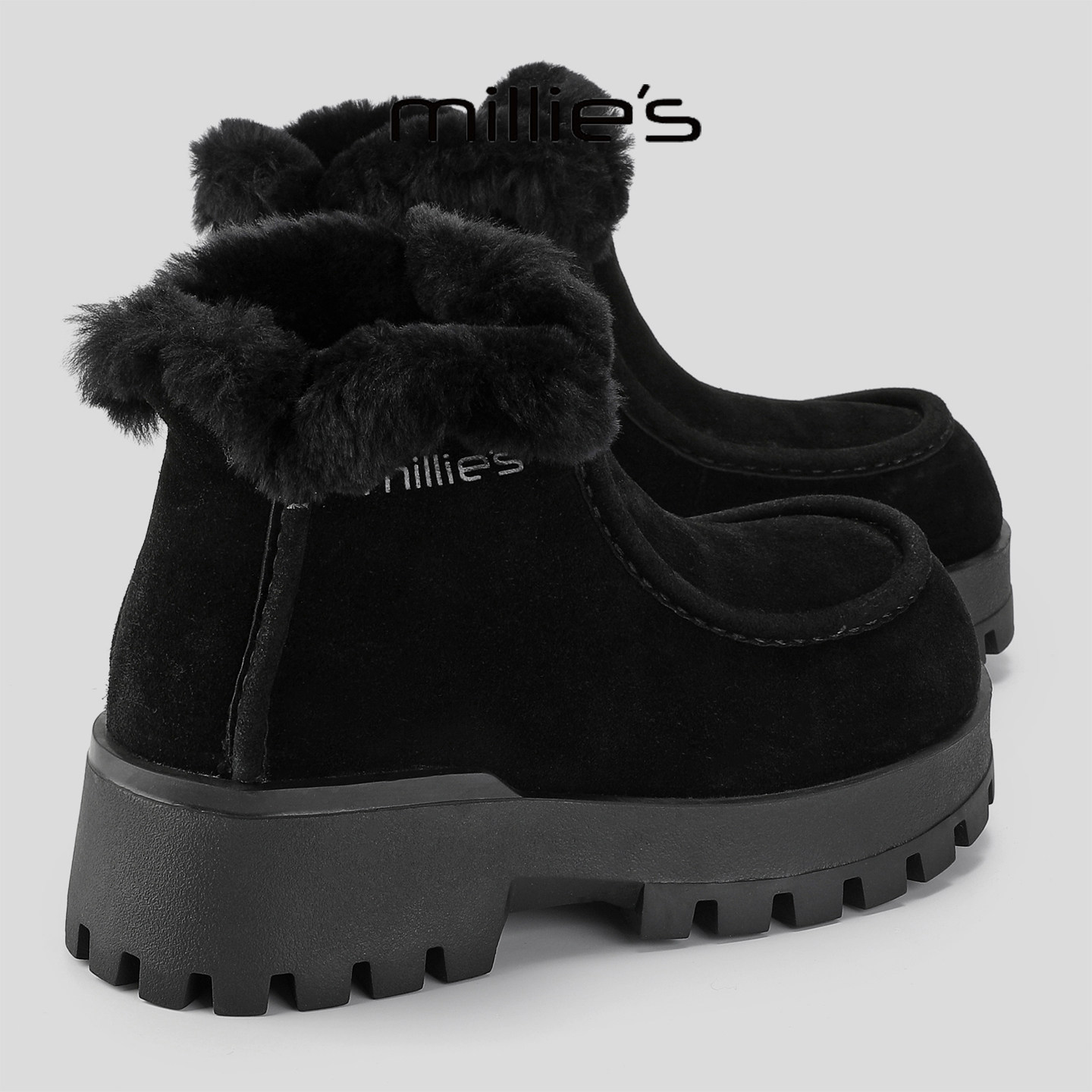 MILLIE'S/妙丽毛绒雪地靴女厚底加绒保暖短靴防滑百搭显瘦弹力靴,女鞋,弹力靴/袜靴,淘宝优惠券,粉丝福利购,淘宝优惠卷
