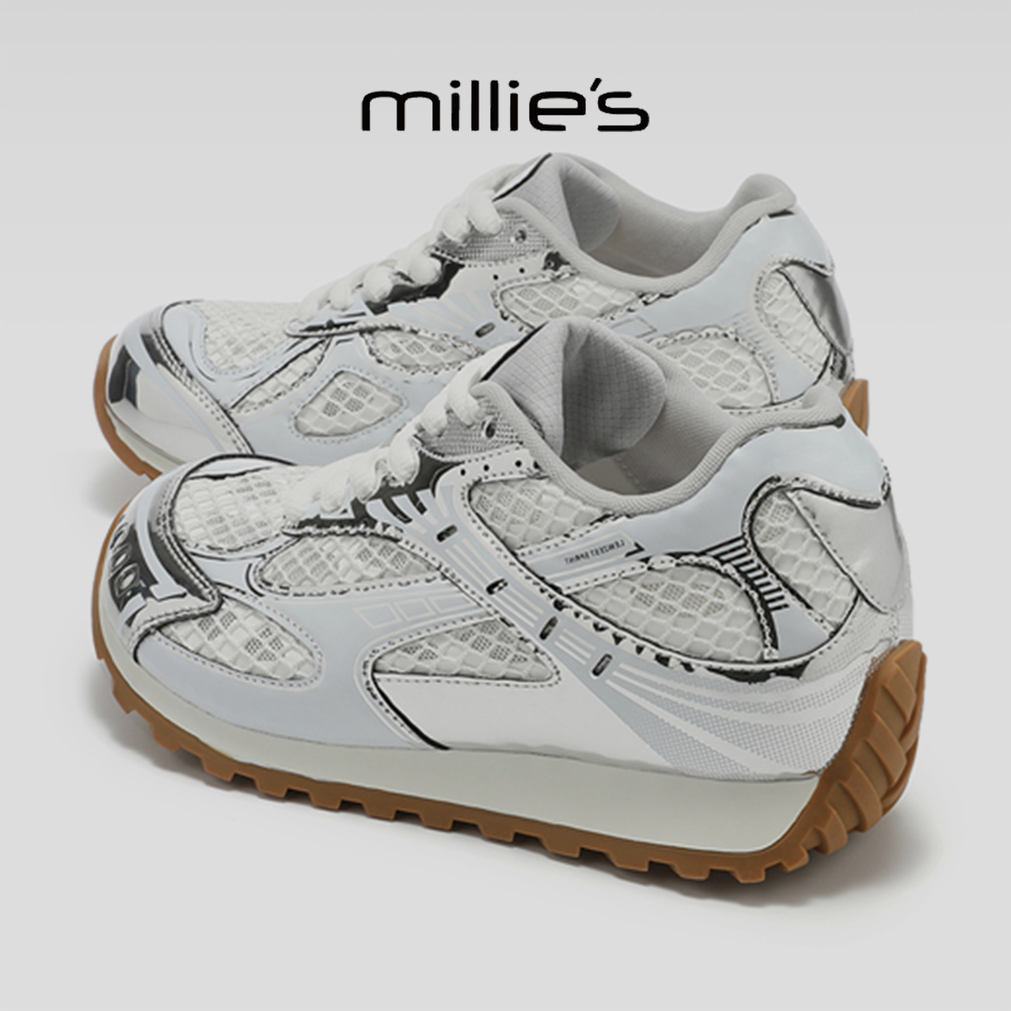 MILLIE'S/妙丽2025新款网面透气休闲运动鞋阔腿裤搭配的鞋子