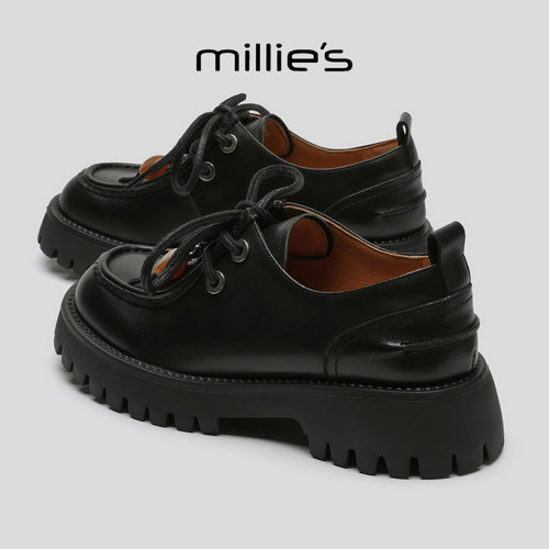 MILLIE'S/妙丽真皮厚底单鞋