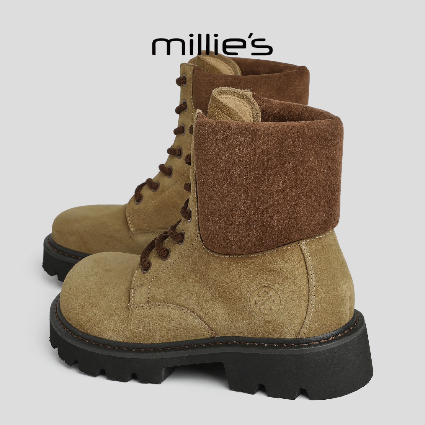 MILLIE'S/妙丽真皮厚底女士靴子
