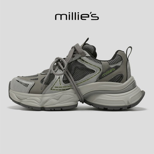 MILLIE'S/妙丽真皮厚底老爹鞋