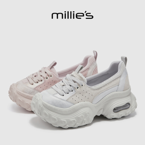 MILLIE'S/妙丽2026新厚底老爹鞋女粉色不累脚增高百搭休闲运动鞋