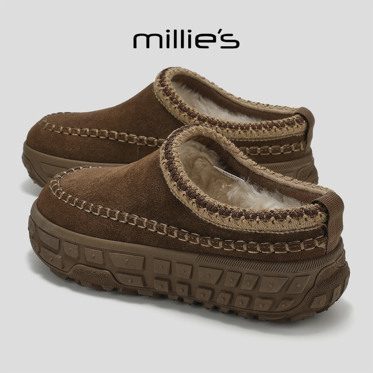 MILLIE'S/妙丽厚底包头拖鞋