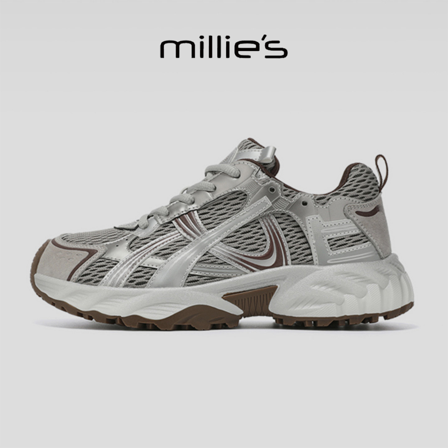 MILLIE'S/妙丽2025新款轻便休闲老爹鞋百搭厚底透气拼色运动鞋,女鞋,老爹鞋,淘宝优惠券,粉丝福利购,淘宝优惠卷