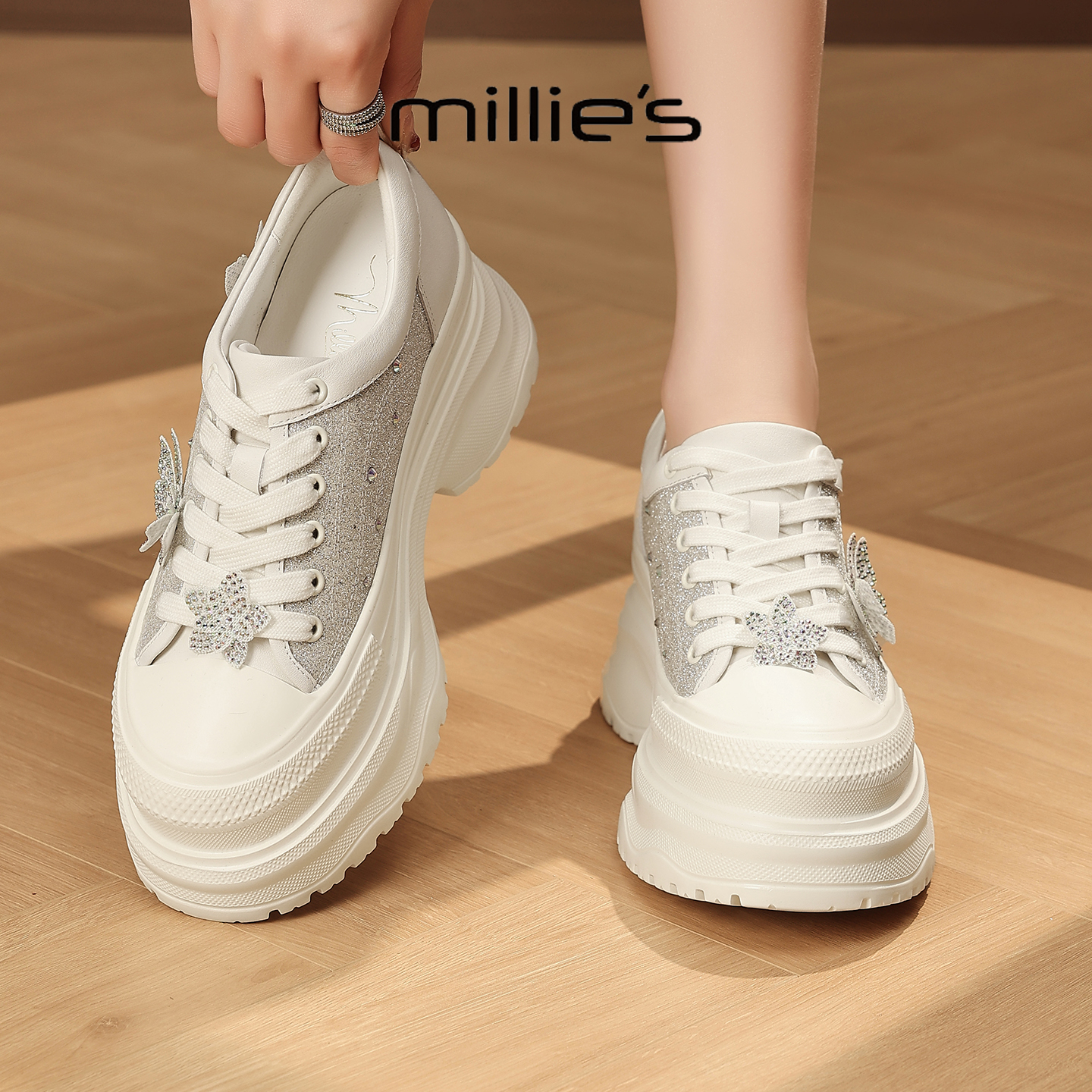 MILLIE'S/妙丽真皮厚底休闲鞋