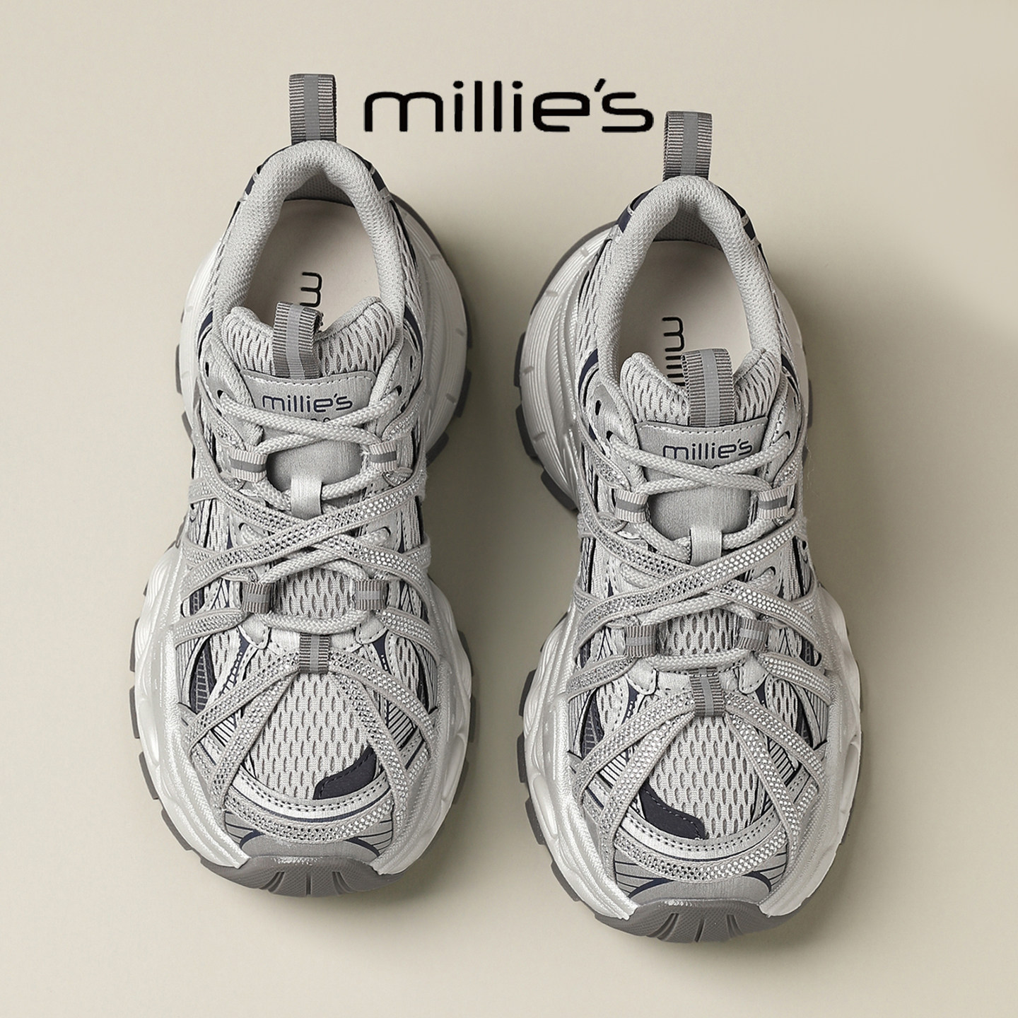 MILLIE'S/妙丽机能风厚底老爹鞋女透气百搭款交叉绑带运动休闲鞋,女鞋,工装鞋,淘宝优惠券,粉丝福利购,淘宝优惠卷