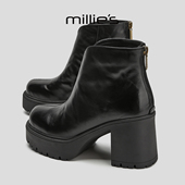 MILLIE 设计感马丁靴Q 厚底增高小个子粗跟拉链时尚 妙丽2025新款