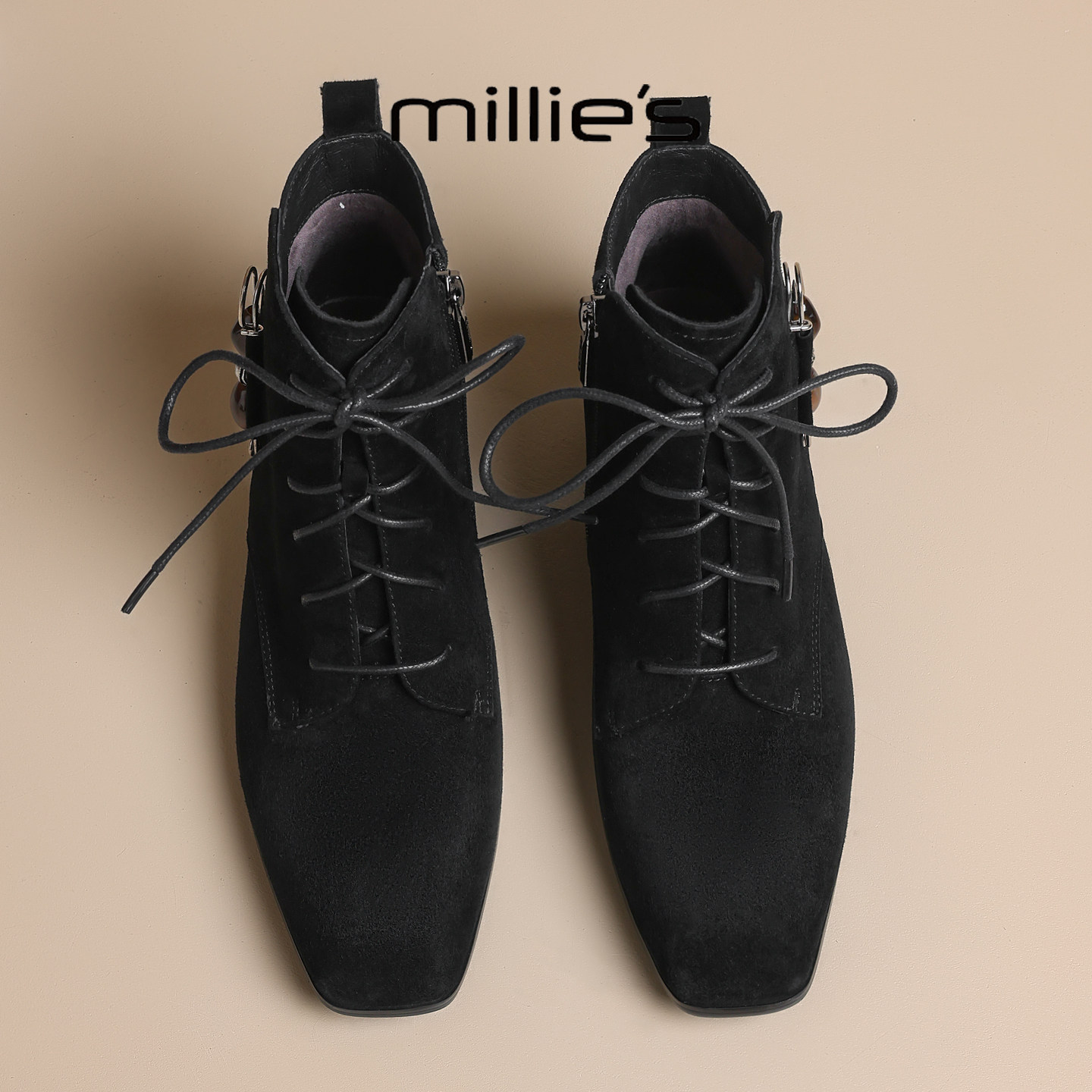 MILLIE'S/妙丽真皮厚底马丁靴