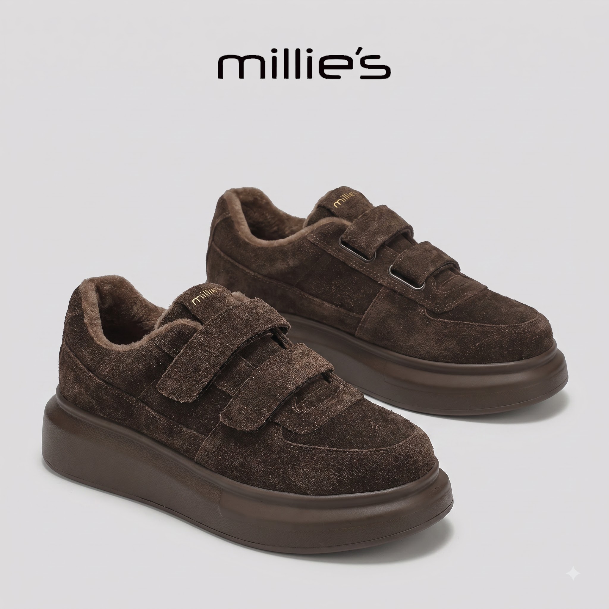 MILLIE'S/妙丽加绒厚底休闲鞋女